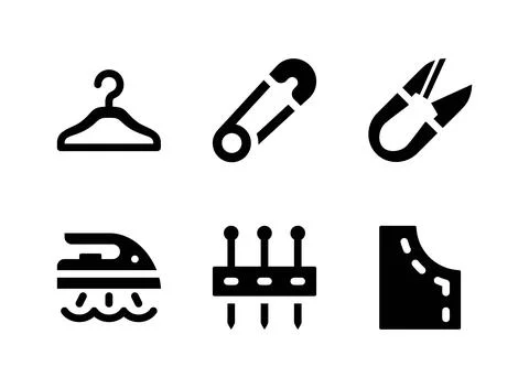 Simple Set of Sewing Related Vector Solid Icons Stock Illustration