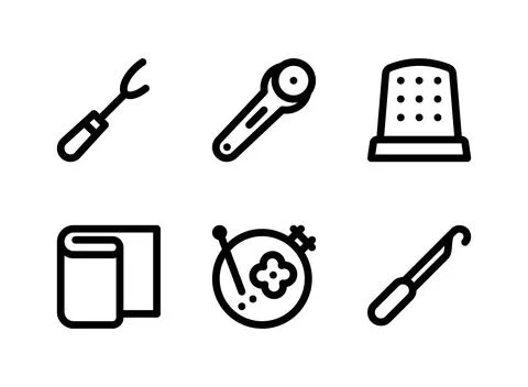 Simple Set of Sewing Related Vector Line Icons Stock Illustration