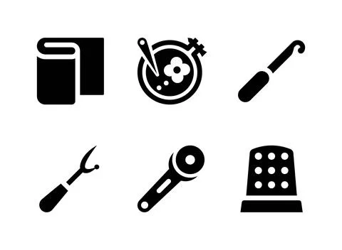 Simple Set of Sewing Related Vector Solid Icons Stock Illustration