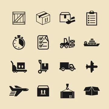 Simple Set of Shipping Related Vector Icons. Contains such Icons as box, post Stock Illustration