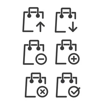 Simple set of shopping bag, vector line icons. Stock Illustration