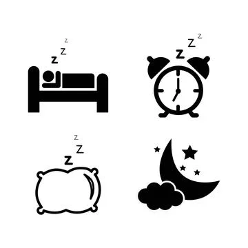 Simple Set of Sleep Related Vector Icons for Your Design. Stock Illustration