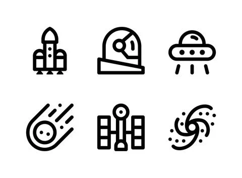Simple Set of Space Related Vector Line Icons Stock Illustration