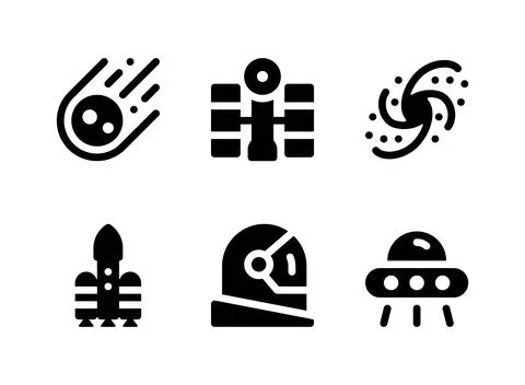 Simple Set of Space Related Vector Solid Icons Stock Illustration