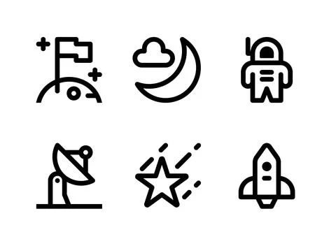 Simple Set of Space Related Vector Line Icons Stock Illustration
