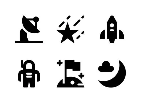 Simple Set of Space Related Vector Solid Icons Stock Illustration
