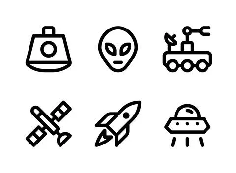 Simple Set of Space Related Vector Line Icons Stock Illustration