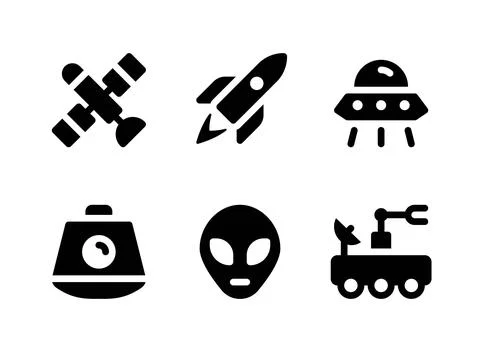Simple Set of Space Related Vector Solid Icons Stock Illustration