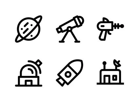 Simple Set of Space Related Vector Line Icons Stock Illustration