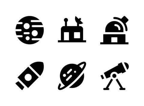 Simple Set of Space Related Vector Solid Icons Stock Illustration