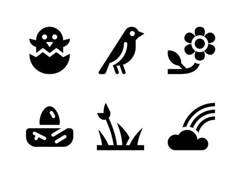 Simple Set of Spring Related Vector Solid Icons Stock Illustration