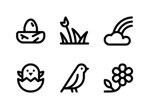 Simple Set of Spring Related Vector Line Icons Stock Illustration