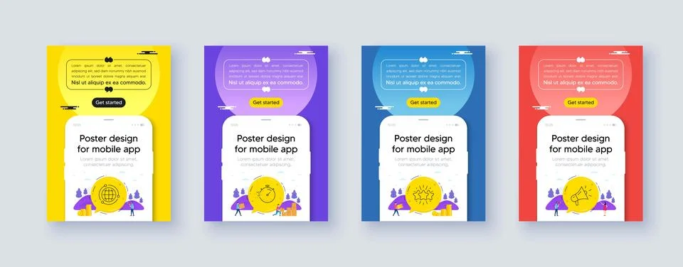 Simple set of Star, Globe and Timer line icons. For web application. Vector イラスト素材