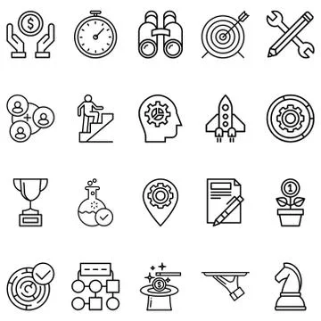 Simple set of Startup Related Line Icons. Stock Illustration