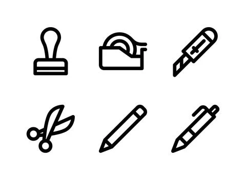 Simple Set of Stationery Related Vector Line Icons Stock Illustration