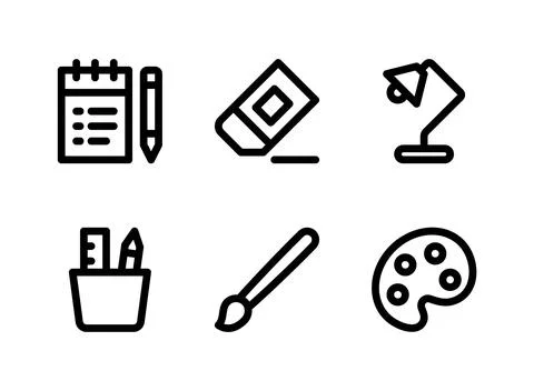 Simple Set of Stationery Related Vector Line Icons Stock Illustration