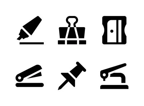 Simple Set of Stationery Related Vector Solid Icons Stock Illustration