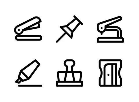 Simple Set of Stationery Related Vector Line Icons Stock Illustration