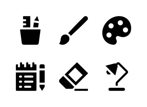 Simple Set of Stationery Related Vector Solid Icons Stock Illustration