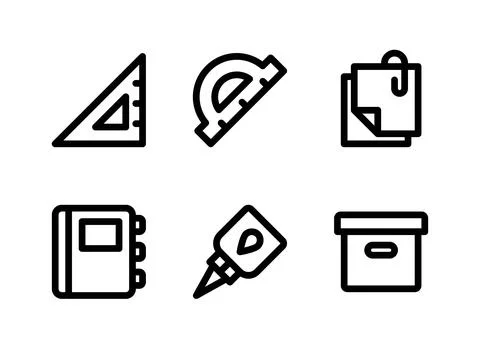 Simple Set of Stationery Related Vector Line Icons Stock Illustration