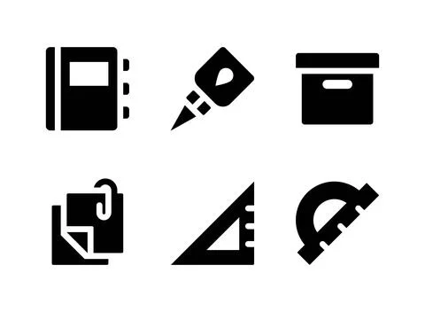 Simple Set of Stationery Related Vector Solid Icons Stock Illustration