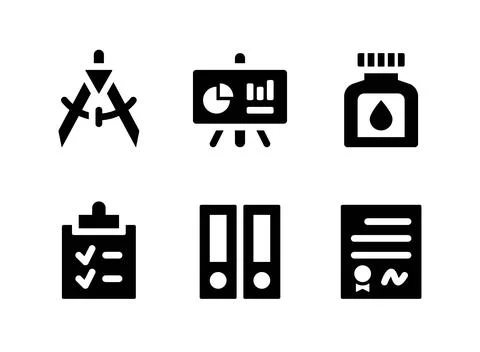 Simple Set of Stationery Related Vector Solid Icons Stock Illustration