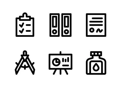 Simple Set of Stationery Related Vector Line Icons Stock Illustration
