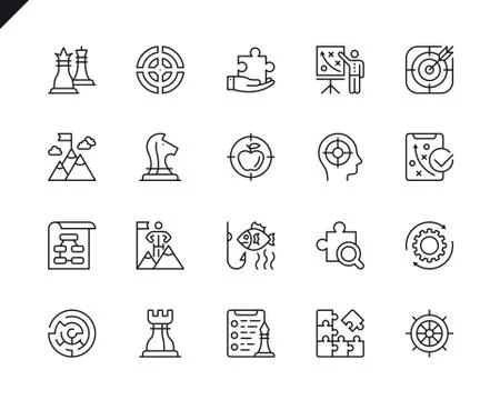 Simple Set of Strategy Related Vector Line Icons Stock Illustration