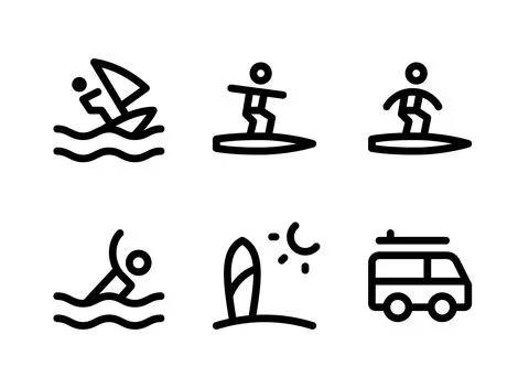 Simple Set of Surf Related Vector Line Icons Stock Illustration