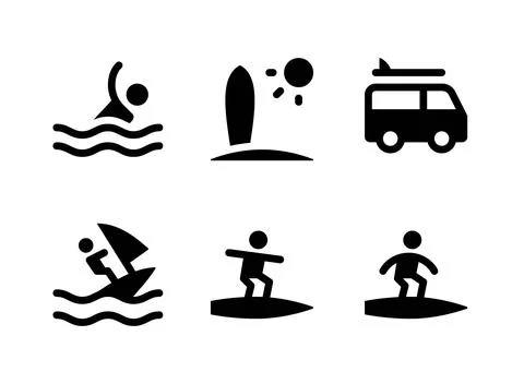 Simple Set of Surf Related Vector Solid Icons Stock Illustration