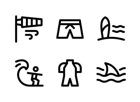 Simple Set of Surf Related Vector Line Icons Stock Illustration
