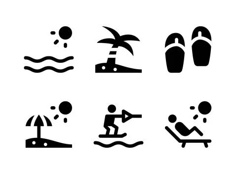 Simple Set of Surf Related Vector Solid Icons Stock Illustration