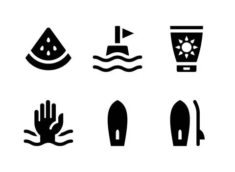 Simple Set of Surf Related Vector Solid Icons Stock Illustration