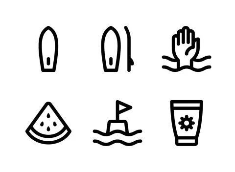 Simple Set of Surf Related Vector Line Icons Stock Illustration