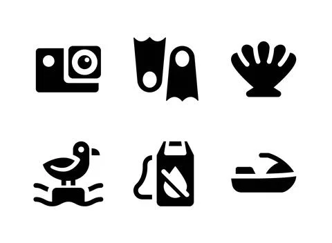 Simple Set of Surf Related Vector Solid Icons Stock Illustration