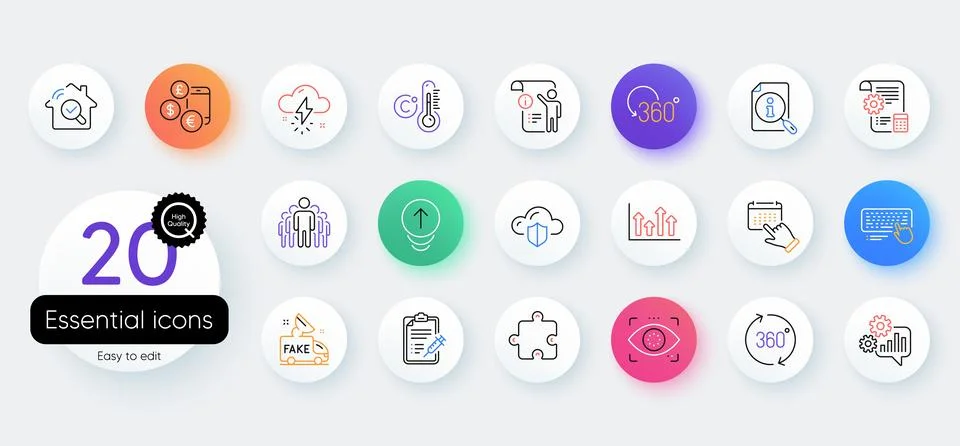 Simple set of Swipe up, Computer keyboard and Group line icons. For web Stock-Illustration