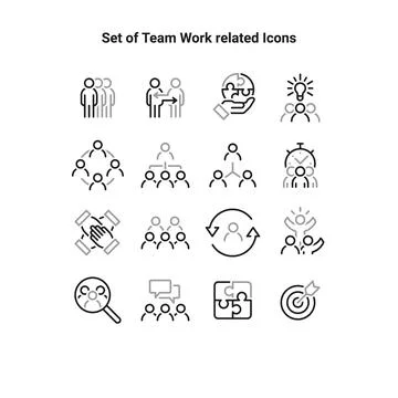 Simple Set of Team Work Related Vector Line Icons. Contains such Icons as Coo Stock Illustration