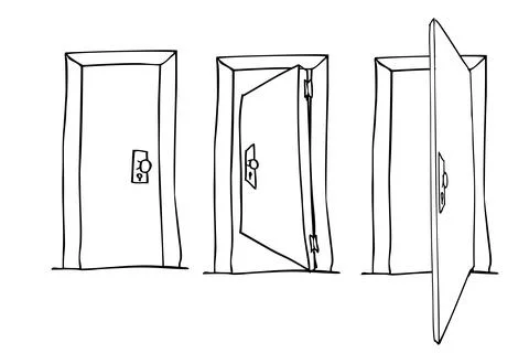 Simple Set three Vector Hand Draw Sketch of Doors Stock Illustration