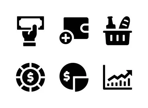 Simple Set of Trading Related Vector Solid Icons Stock Illustration