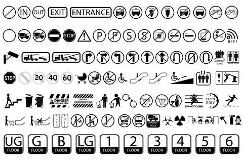 Simple Set Vector Black Sign at Park Public Area, Isolated on White Illustrazione stock