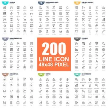 Simple set of vector thin line icons. Stock Illustration