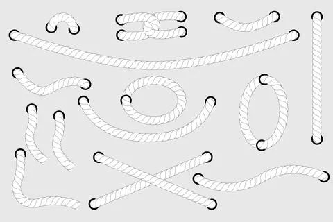 Simple Set Vector various style White rope out from hole Stock Illustration