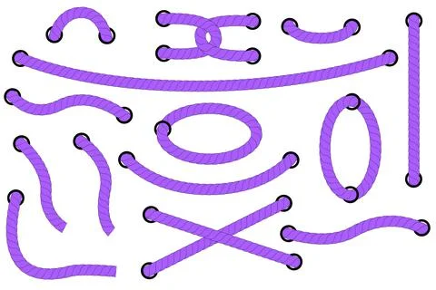 Simple Set Vector various style Purple rope out from hole Illustrazione stock