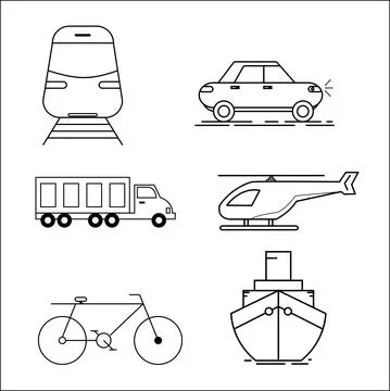 Simple set of vehicle related vector line icons Stock-Illustration