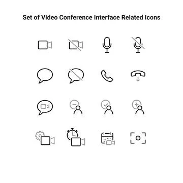 Simple Set of Video Conference Interface Related Vector Line Icons. Contains  Stock-Illustration