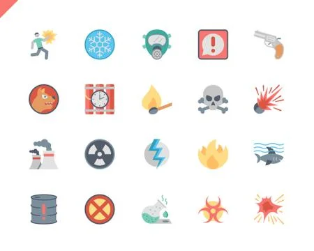 Simple Set Warnings Flat Icons for Website 스톡 일러스트