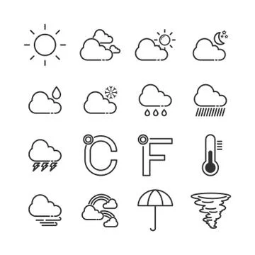 Simple Set of weather vector icon. Illustration isolated for graphic and web Stock Illustration