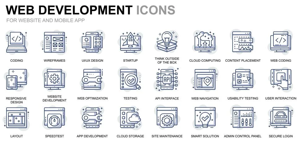 Simple Set Web Disign Line Icons for Website 스톡 일러스트
