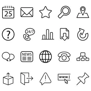 Simple Set of Website Related Lines Icons. Stock Illustration