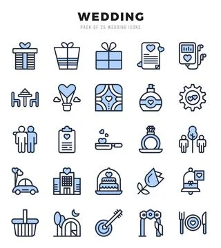 Simple Set of Wedding Related Vector Two Color Icons. Stock Illustration